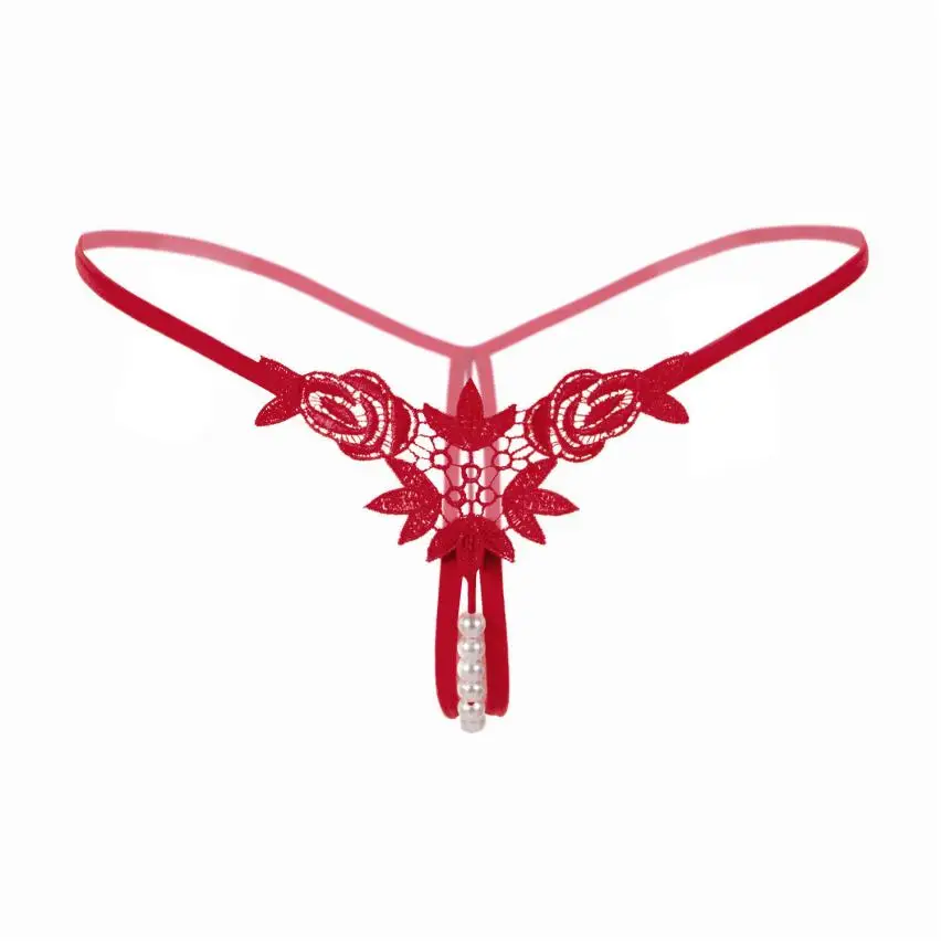 Women's Panties For Sex Flower Embroidery Underwear Open Crotch g-string Sexy Briefs With Beads Erotic Open Crotch Thong 10 (4)
