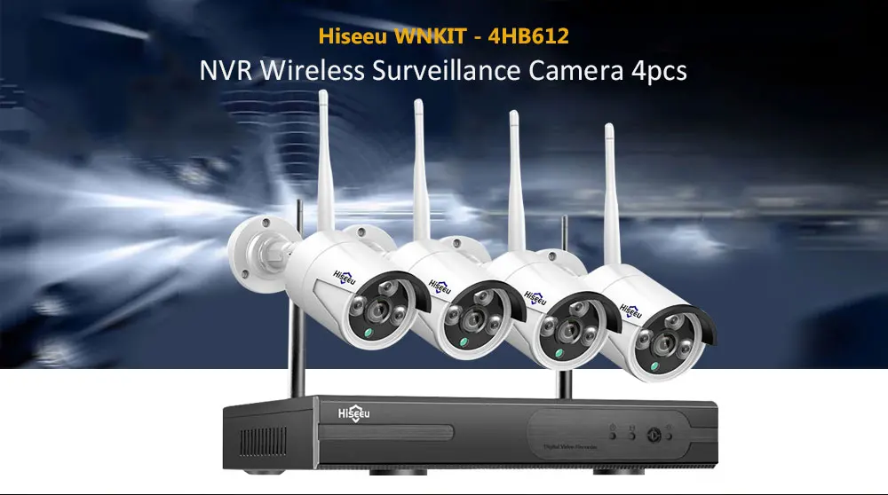 Hiseeu 4CH Беспроводной CCTV Системы 1080P 1 ТБ 4 шт. 2MP NVR IP IR-CUT наружная ip-камера видеонаблюдения безопасности Системы системы видеонаблюдения