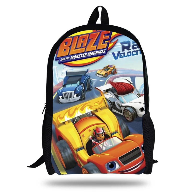 

16-Inch Popular Cartoon Blaze And The Monster Print Backpack For Children School Backpacks For Boys Girls Kids Christmas Gifts
