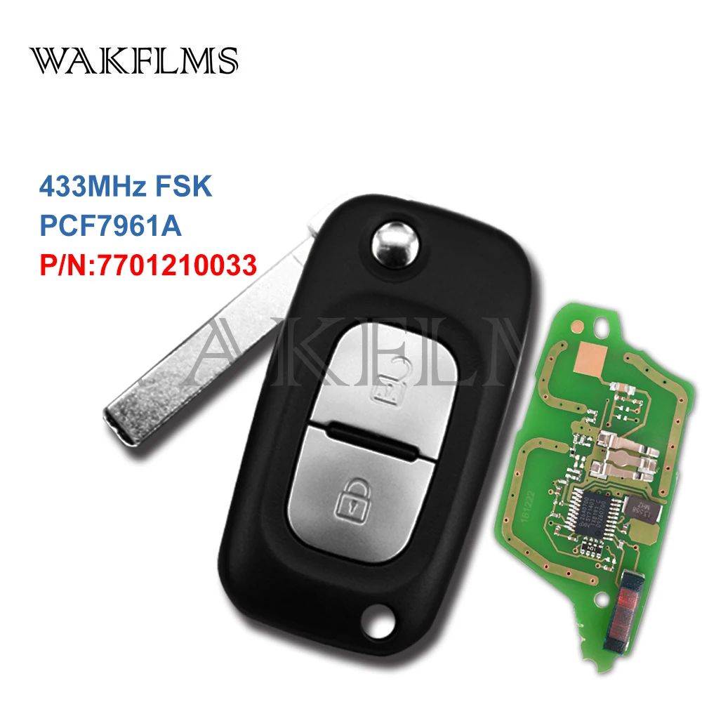 2 кнопки 433 МГц чип PCF7961A стробовидный для Renault Clio III 3 Kangoo Megane Modus Master номер детали