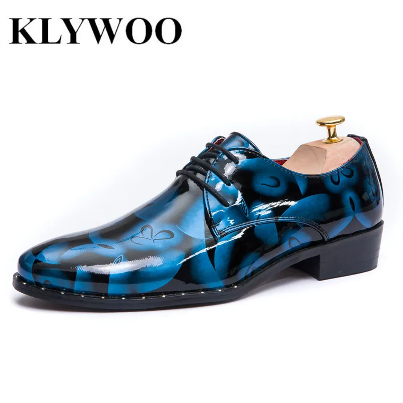 KLYWOO Floral Leather Men Oxfords Spring Casual Shoes Leather
