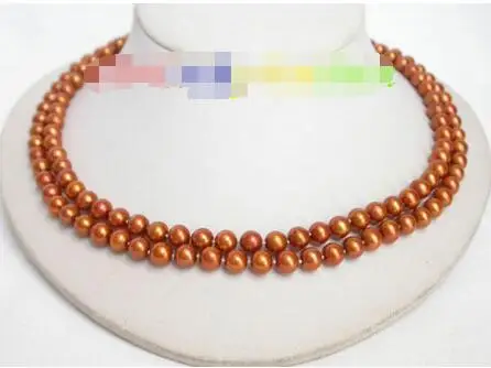 

FREE SHIPPING HOT sell new Style >>>>> NEW AAA LUSTER 2row round light coffee pearls necklace