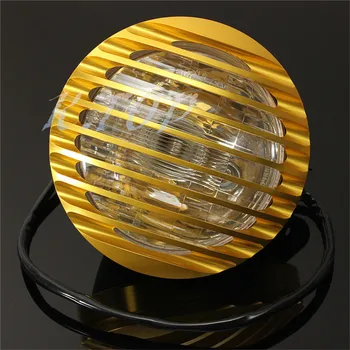 

ZORBYZ Motorcycle 6 3/4'' Refit Round Golden CNC Grill Cover Halogen Lights Headlight Fit For Harley