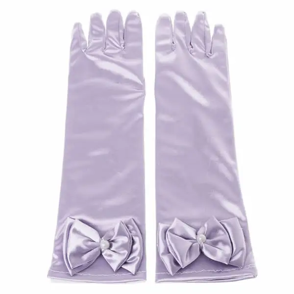 THINKTHENDO, детские длинные перчатки с бантиком, для девочек, для выпускного вечера, атласный костюм принцессы с рукавами до локтя - Цвет: LP