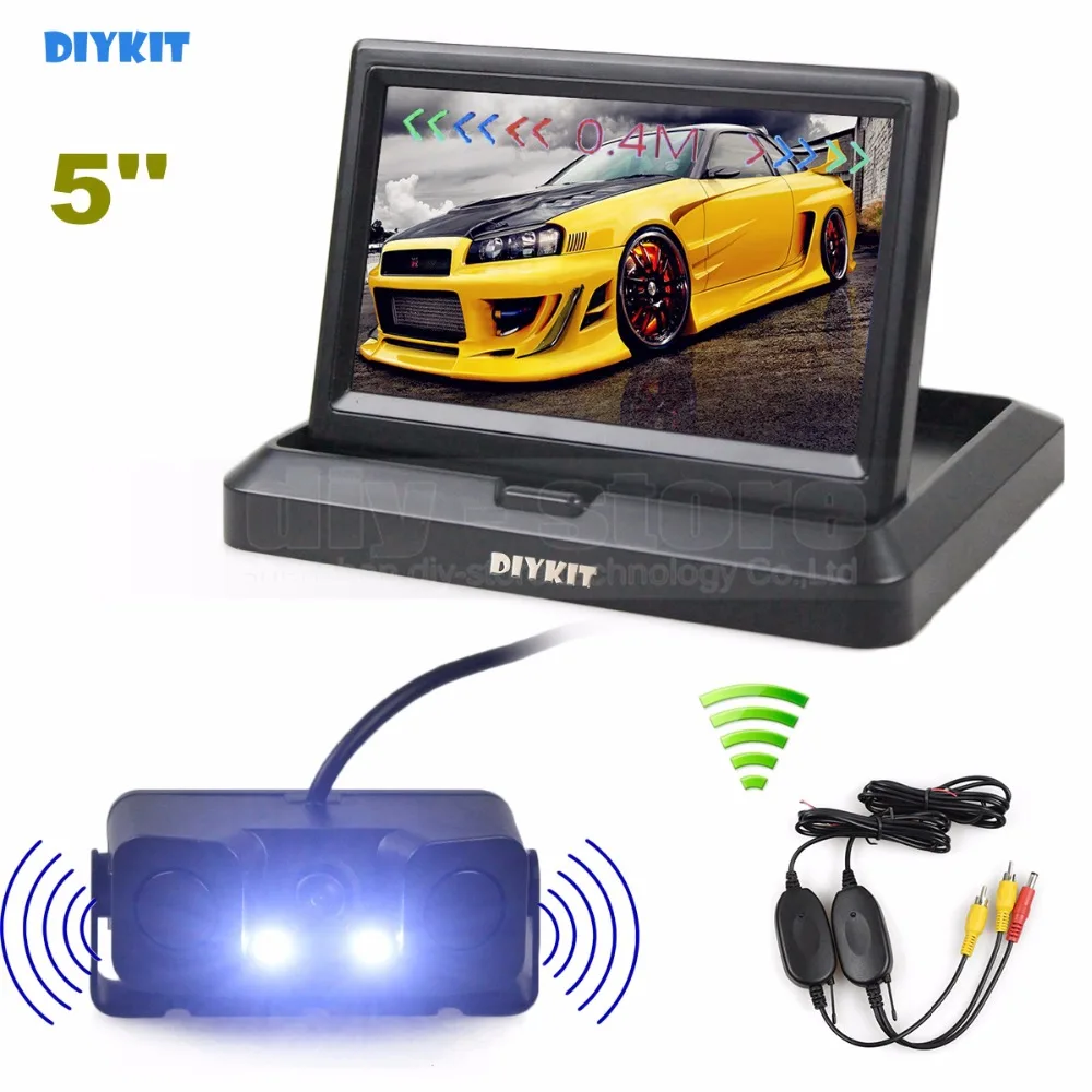 DIYKIT Wireless 5 Inch Car Reversing Camera Kit Back Up Car Monitor