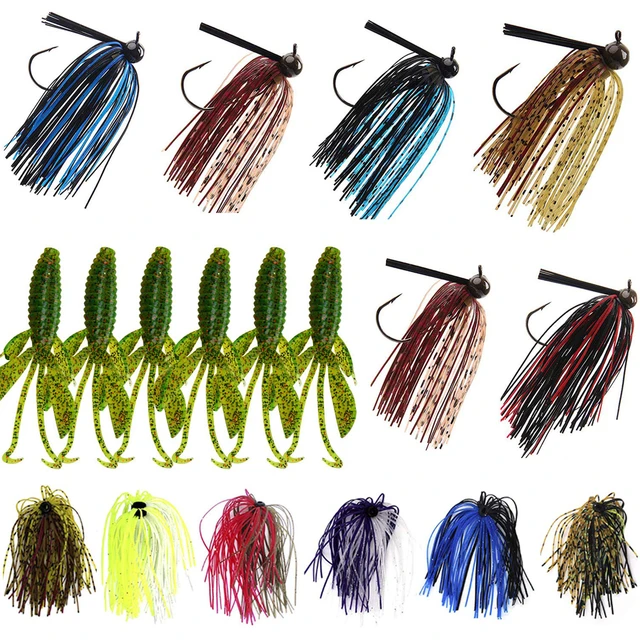 18Pcs Weedless Jig Head Fishing Lure Set Football Jigs Silicon Skirt Shrimp  Soft Baits Artificial Baits For Bass Fishing - AliExpress
