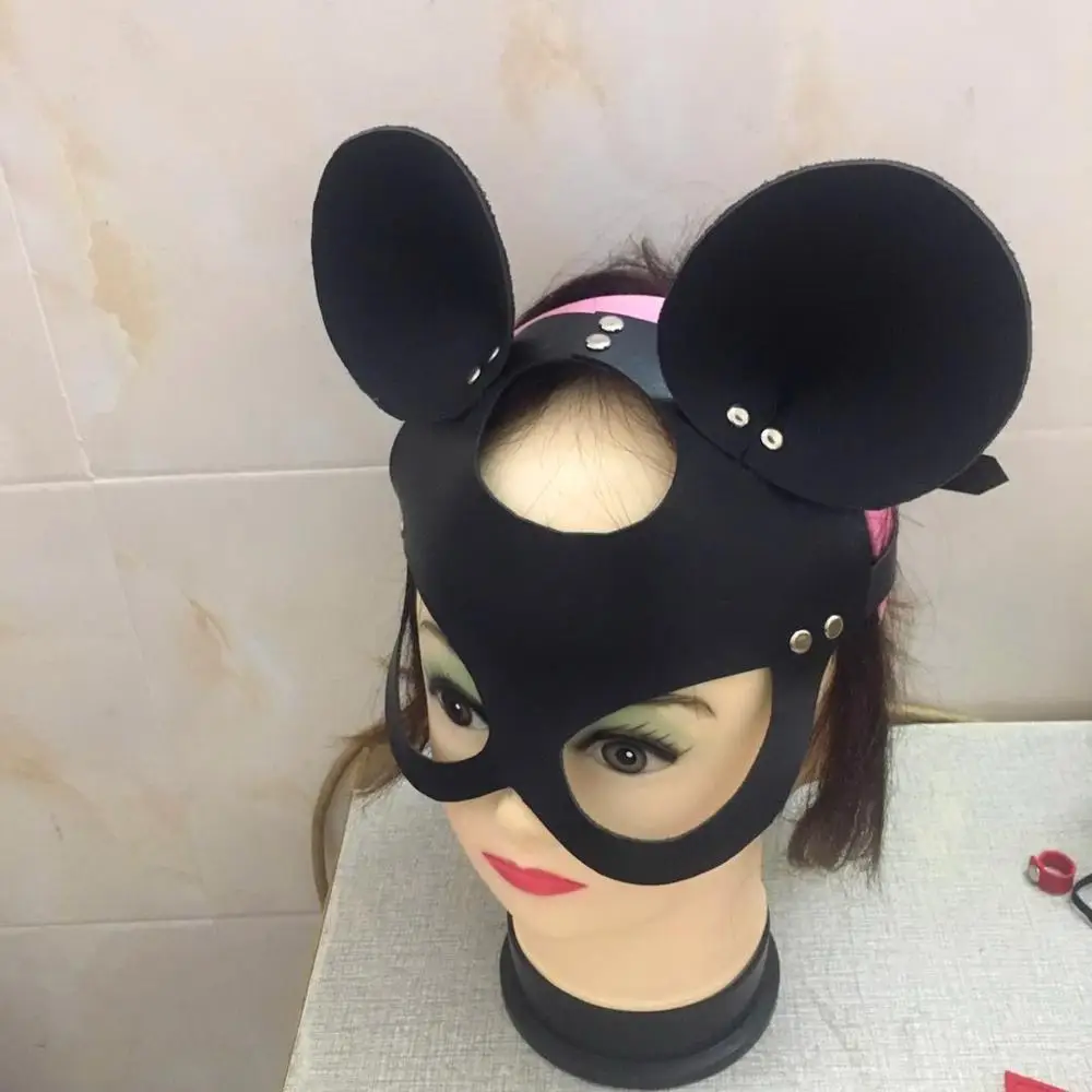 

PU Leather Mouse Head Mask Rabbit Hood Mask Party bunny Mask Customes Props for women