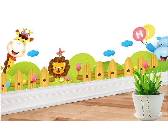 cartoon giraffe skirting children s room wall animal kindergarten