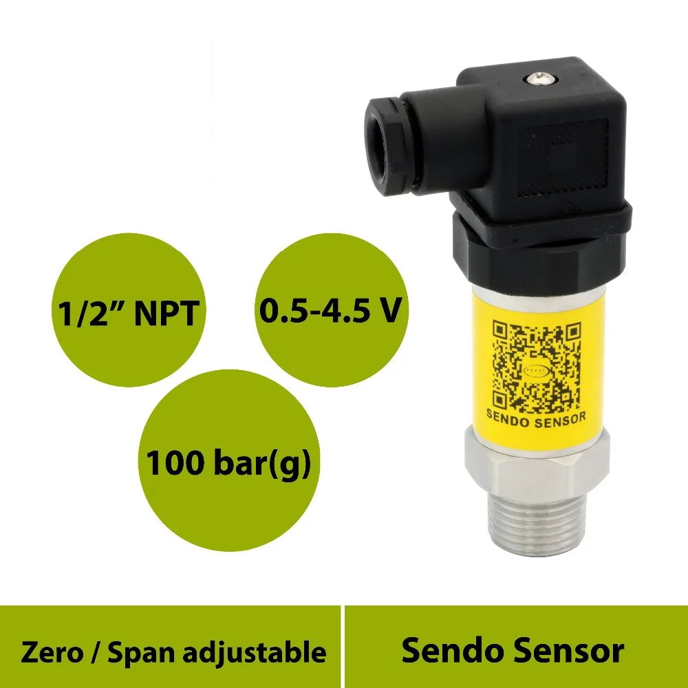 100 4,5 в сигнала датчики давления передатчик, 0 0,5 бар 10 МПа, 1 2 NPT нитки, нержавеющая сталь 316L диафрагмы, 5Vdc мощность, воды