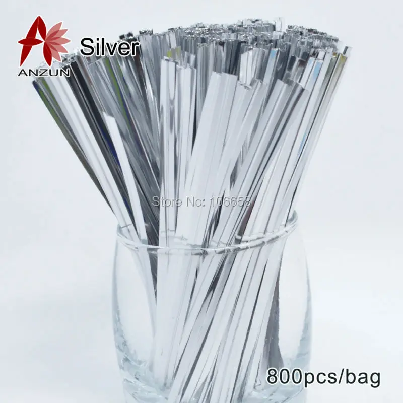 

500pcs 100pcs x 5packs 10cm 4" Wire Metallic Twist Ties For Cello Candy Bag Baking packaging ligation lollipop dessert sealing