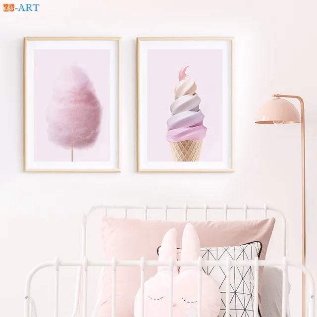 Ice Cream Fairy Floss Cotton Candy Kids Room Posters Pink Wall Art Ice Cream Fairy Floss Cotton Candy Kids Room Posters Pink Wall Art Canvas Painting S Nursery
