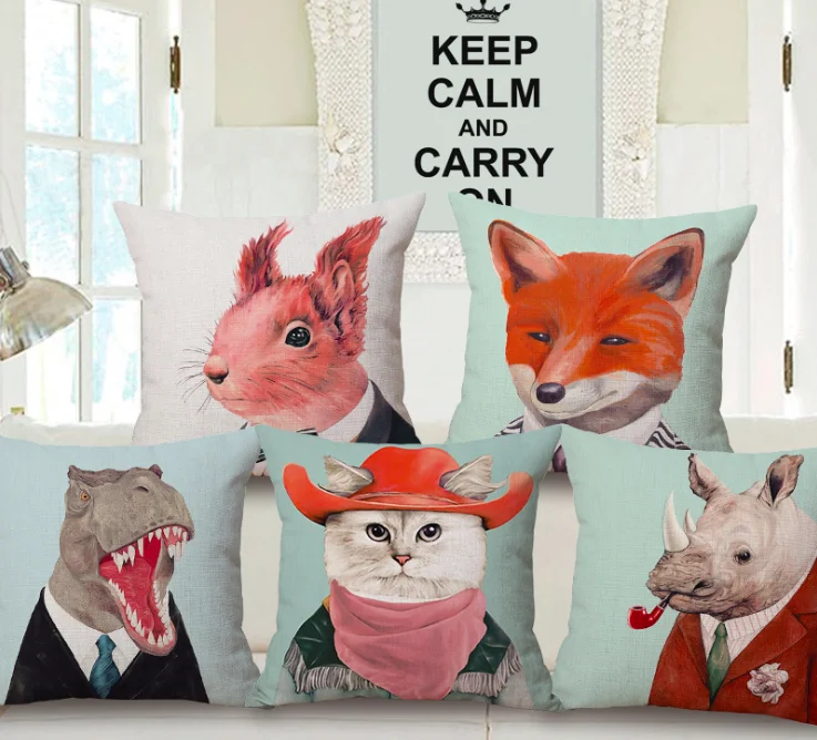 

Cartoon Dinosaur Cat Squirrel Fox Neck Body Pillowcase Linen Bed Pillows Cover Couch Seat Cushion Pillow Home Decoration Gift