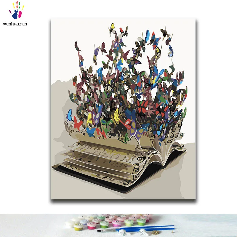 

DIY Coloring paint by numbers Book into a butterfly paintings by numbers with kits 40x50 framed