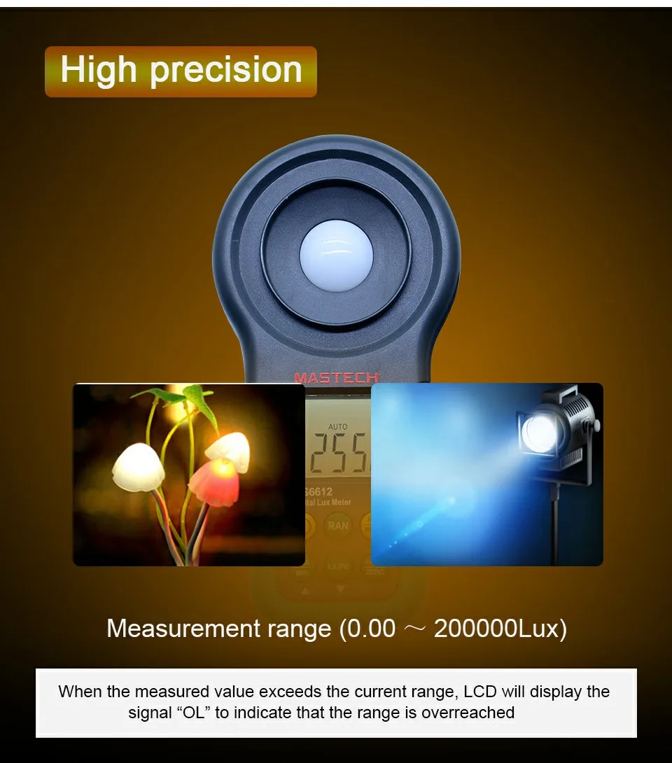 MS6612S Люксметр MASTECH бренд 200000 люксометр тест Spectra Авто Диапазон Высокая точность Цифровой Люксметр, фотометр