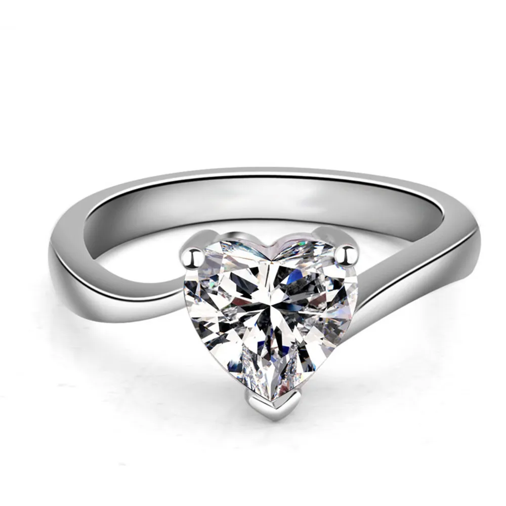 Classic Heart  Rings  Promise Engagement Ring  0 05mm Plated 