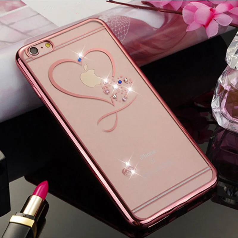 

For iPhone 7 7 Plus Case Ultra Thin Clean Soft TPU Crystal Phone Plating Glitter Diamond Cases For Apple 6 6S Plus Cover