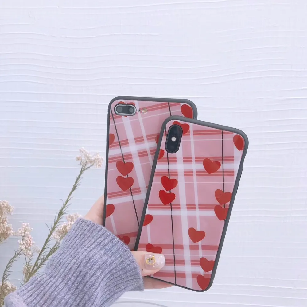 

Cute Heart Case For iphone 6 6S 7 8 Plus X Fashion Back Cover Shell