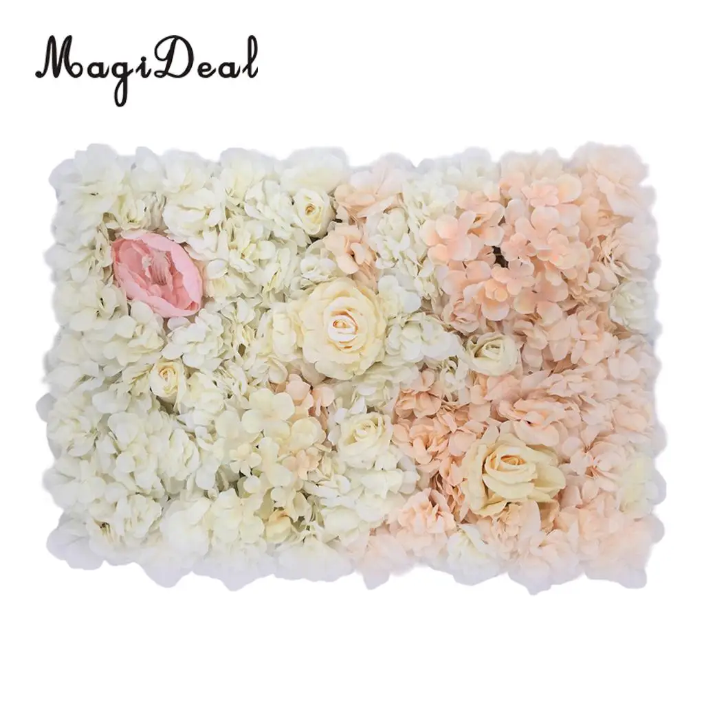 Romantic Artificial Flower Wall Panels Wedding Venue Roses Hydrangea Floral Decor Type A 5 Colors Choice	