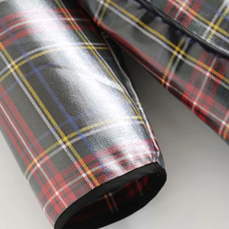 Vintage Chic Pockets Plaid Loose Raincoat Women 2018 Fashion Hooded Collar Long Sleeve Ladies Outerwear Casual Waterproof Coat