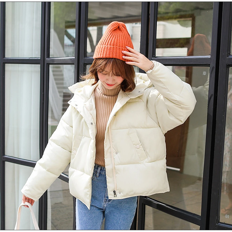 Hot Sale Winter Cotton Jacket Female Thicken Snow Lichens New Harajuku Short Sweet Down Cotton Coat Women Warm Loose Parkas