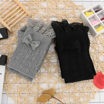 

1pair Fashion Sexy Lace Flower Bow-knot Cotton Stockings Autumn Winter Warm Thigh High Solid Women Stockings