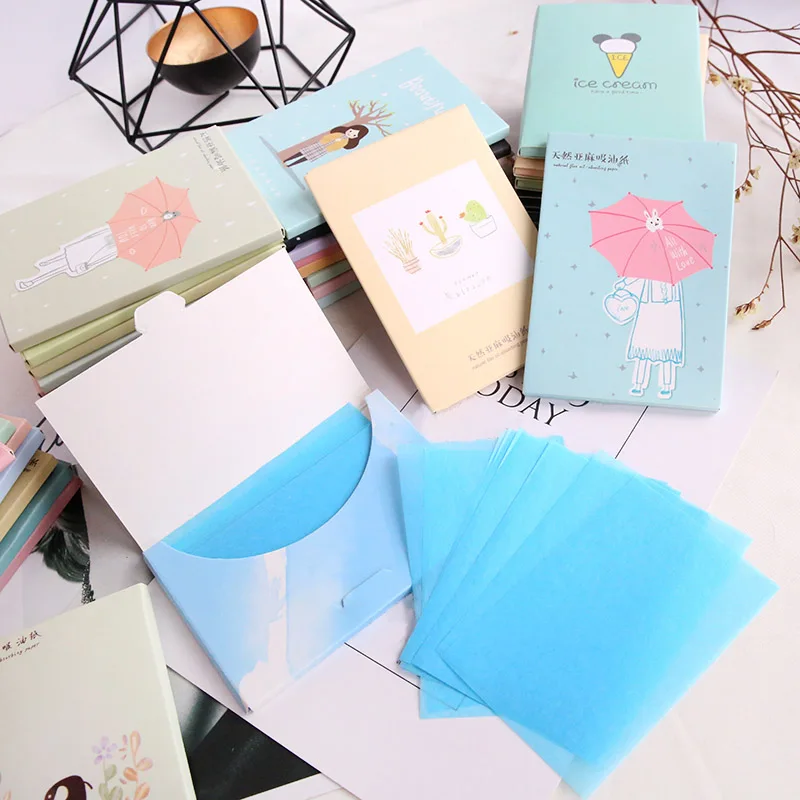

50PCS/Box Random Color Flax Oil Control Oil-absorbing Sheet Unisex Hydrate Effective Cleaning Skin Oil