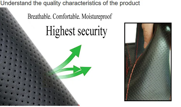 All Size 36-40cm Car Styling Genuine Leather Auto Car Steering Wheel Cover Cap Anti-slip Car Decoration With Needles and Thread 3