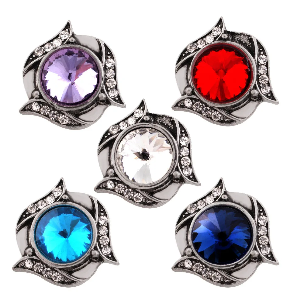 

10pcs/lot Crystal Snap Buttons Jewelry Rose Flower ginger snaps Buttons for Women fit 18mm/20mm DIY Snap Bracelet Jewelry KC6454