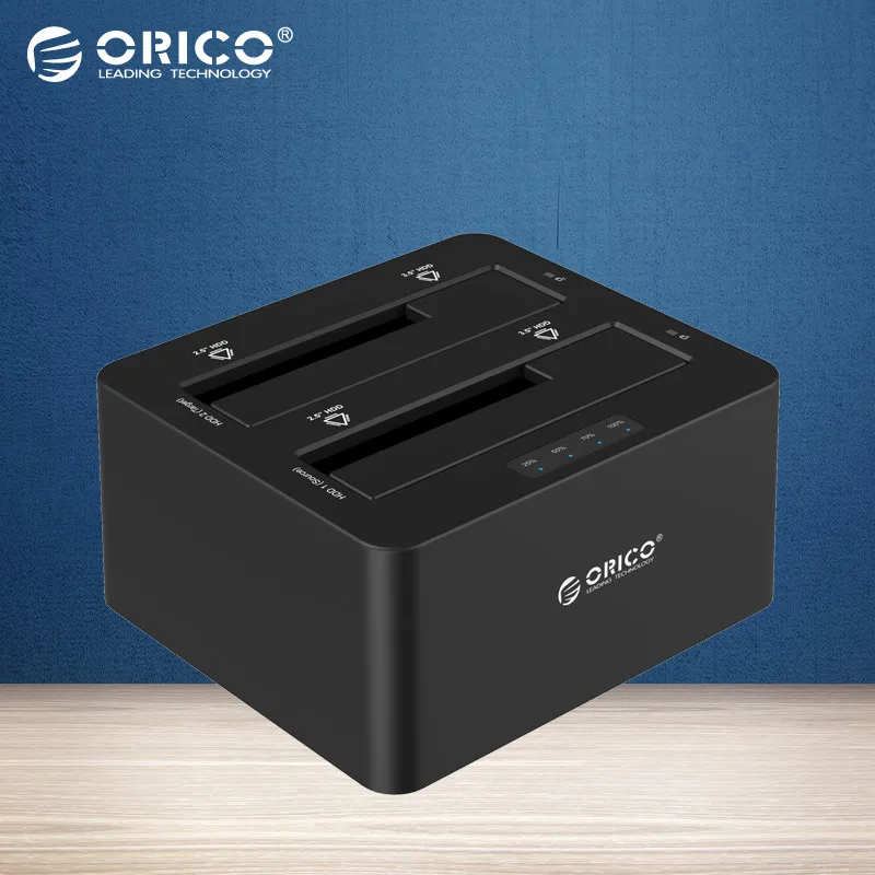  ORICO USB 3.0 to SATA Dual Bay External HDD Docking Station for 2.5 & 3.5 HDD/SSD HDD Duplicator/Cloner Function [6TB*2 Support] 