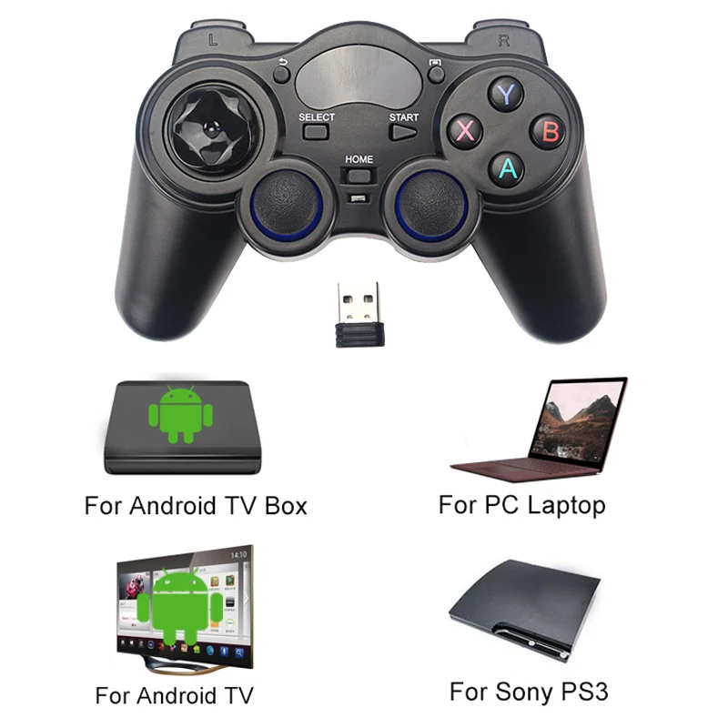 2,4G беспроводной игровой контроллер геймпад Android джойстик USB RF приемник для PS3 для планшетных ПК Smart tv Box Raspberry Pi