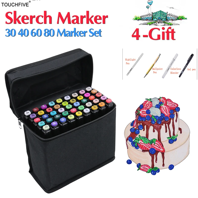 

Touchfive 30/40/60/80 Colors Sketch Marker Design Artist Dual Head Alcohol Based Markers Set For Manga Marker School Supplies