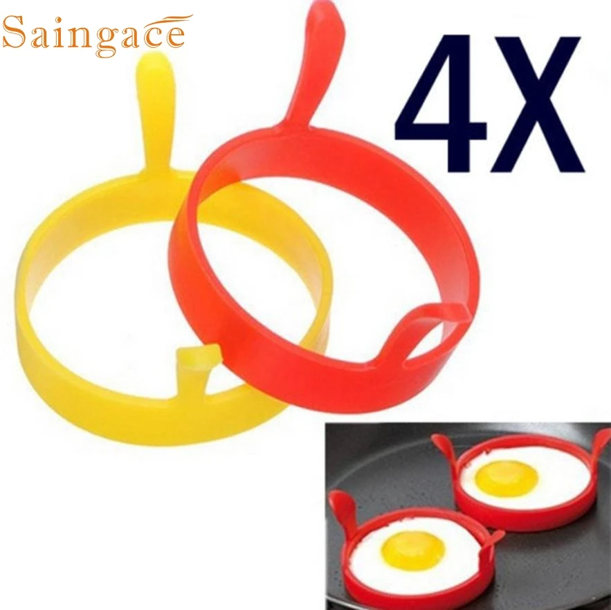 GOYLSER 4 Pack Silicone Egg Rings For Frying Egg, Black Round Cooking Egg Mold For Frying, Perfect Fried Egg Ring For Griddle, Nonstick