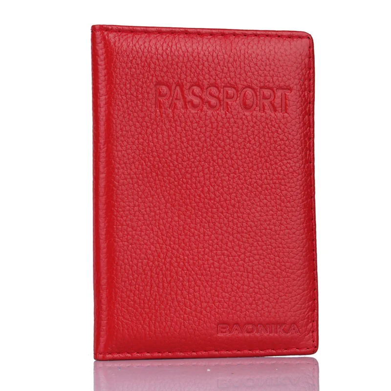 Newest Travel Passport Holder Women& Men Fashion Genuine Leather Passport Wallet Cover ID Card Bag Protective Sleeve,YC959 - Цвет: Красный
