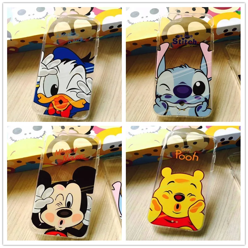 

2018 For Iphone X 5 5s Se 6 6s Plus 7plus 8 Plus Cartoon Minnie Mickey Stitch Donald Duck Winnie Pooh Painted Phone Cases Shell