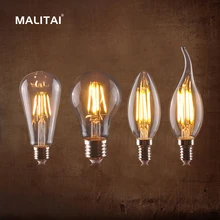 Светодиодный ламп накаливания E27 Ретро Эдисон лампы 220V E14 Винтаж Свеча светильник лампочка Люстра Замена 20 Вт 40 Вт 60 Вт 80 Вт можно использовать энергосберегающую лампу или светодиодную лампочку