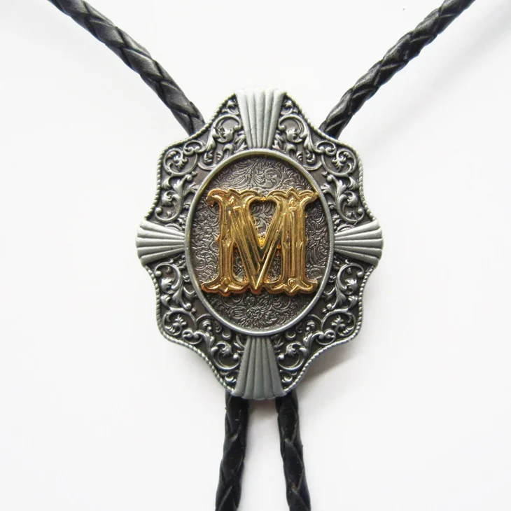 

Western Tie Clips Original Initial Letter M Wedding Bolo Tie Neck Tie Necklace