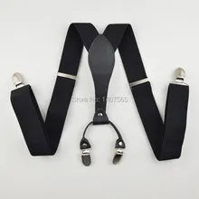 Мужские/женские 3.5 см ширина Регулируемый зажим-на однотонные черные подтяжки