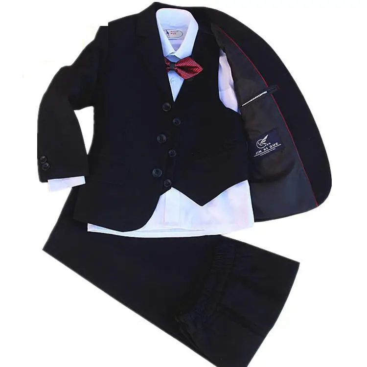 

4 Pieces set high quality jacket+vest+pants +bow tie Children Formal Suit Jacket Wedding boys Dress Suit size 2years -12 years