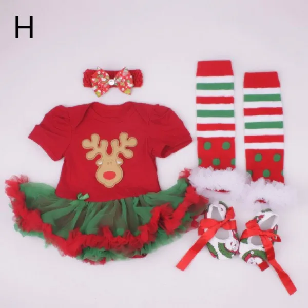 Рождество для маленьких девочек младенческой Комплекты для девочек Санта Клаус пачка ползунки платье/jumpersuit Рождество дерево Bebe костюмы на