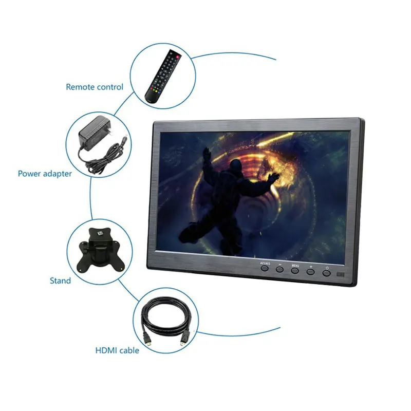 

10.1 Inch IPS Portable Monitor 1920*1200 Gaming Display with BNC HDMI USB Interface Built-in Speakers for PS4 XBOX Wins7 8