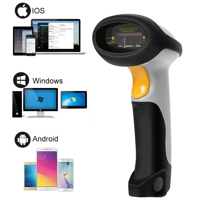 ISSYZONEPOS السلكية واللاسلكية ماسح الرمز الشريطي بتقنية bluetooth 1D 3 في 1 كلا للكمبيوتر و الهاتف بار قانون القارئ الضوئي
