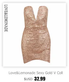 Love&Lemonade Sexy Gold V Collar Velvet Bead Material Slim Dress LM0325