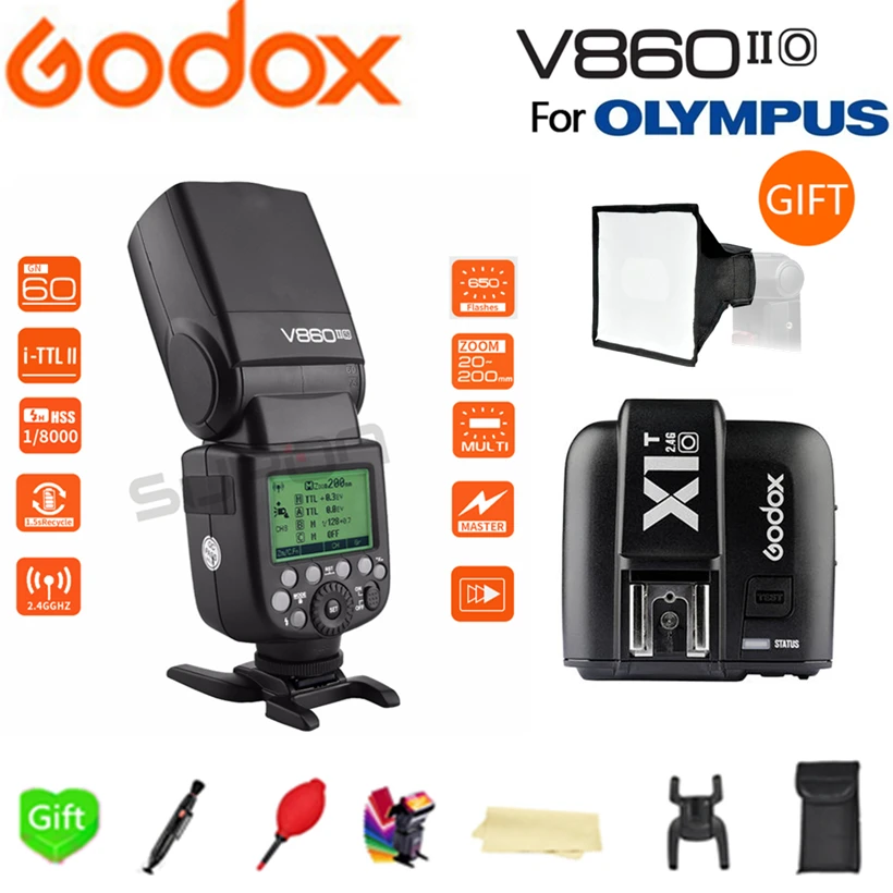 Paypal Accpect Godox V860II-O Flash GN60 HSS TTL li-ion батарея V860II Speedlite + X1T-O Trigger для камеры Olympus |