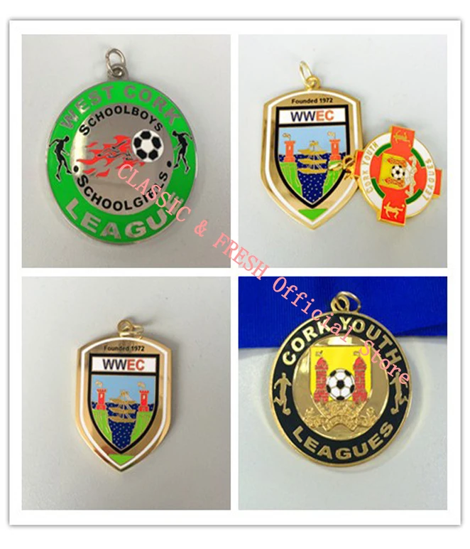 Customized Zinc Alloy Medal 2inches(50mm) Soft Enamel Shiny Gold Plating with Texture Medals