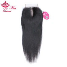 Queen Hair Продукты бразильского Виргинские волос Накладные волосы 3.5×4 средней части прямой Natural Цвет отбеленные узлы Швейцарский Кружево Бесплатная доставка