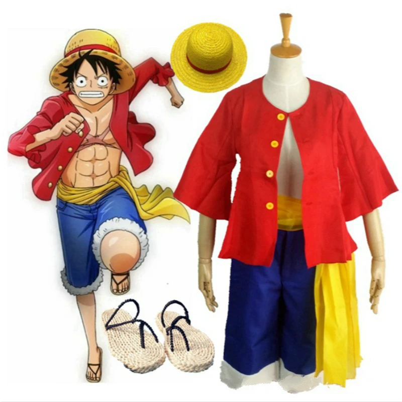 Anime Cosplay For Monkey D Luffy Of One Piece Straw Sandals Hat Wig 