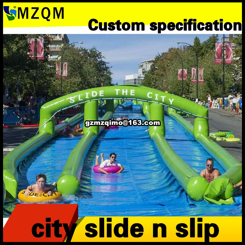 Бесплатная доставка длинная надувная горка n slip прочная водная бассейн