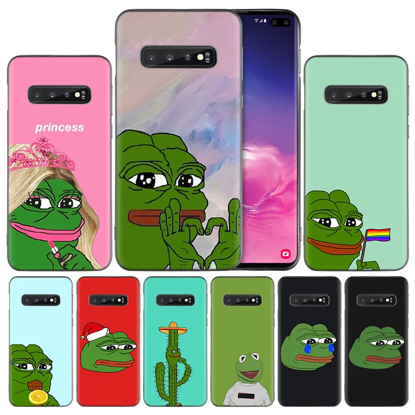 

Pepe Funny Frog Black Silicone Case Cover for Samsung Galaxy S10 S10e 5G S9 S8 S7 S6 Edge J8 J6 J5 J4 Plus 2018
