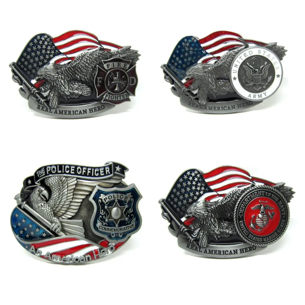 

Real America Hero Navy Army Fire Fighter Police Belt Buckle