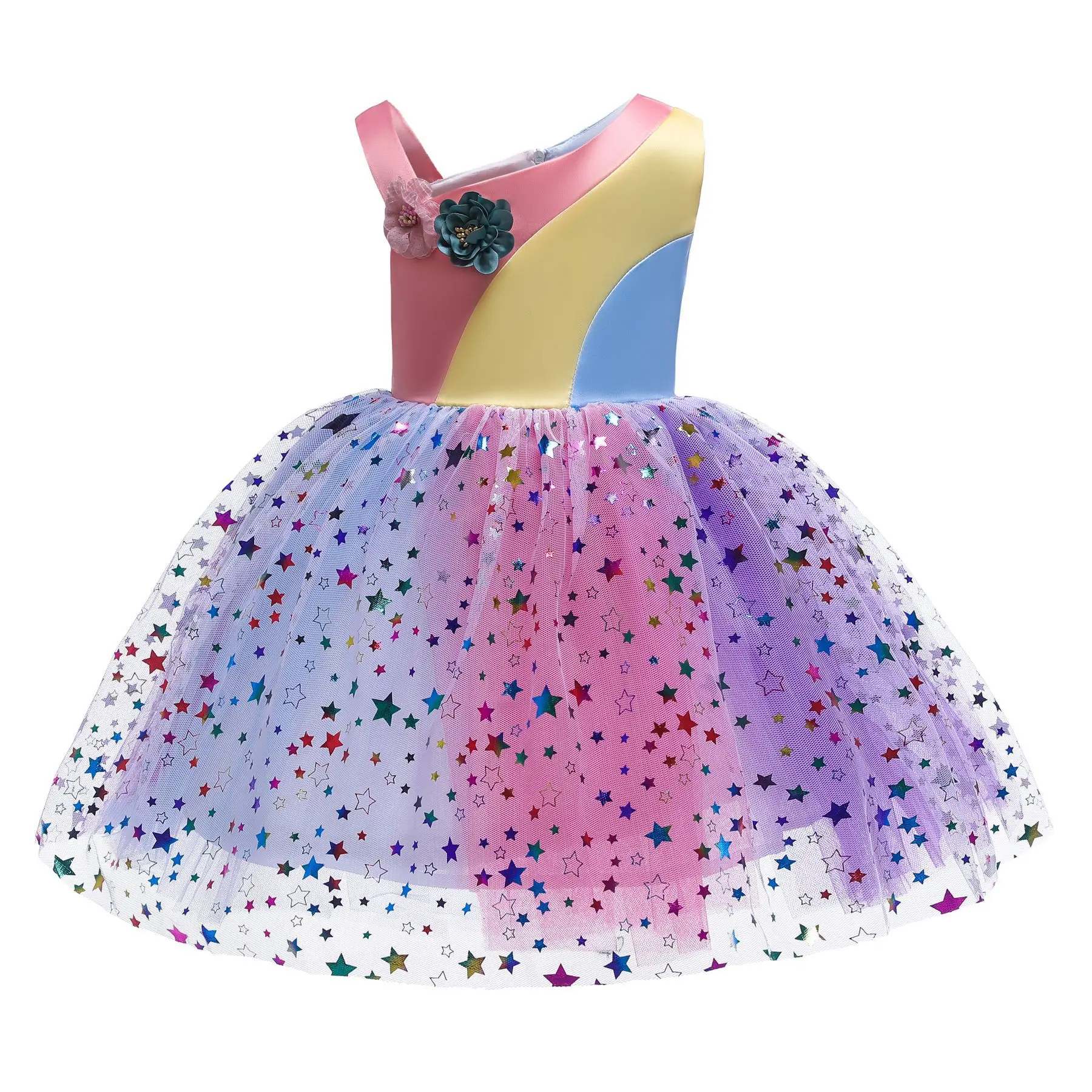

Girls Rainbow Sequined Dress Fashion Children Carnival Cosplay Dresses For Kids Birthday Dress Baby Girl Wedding Party Clothes
